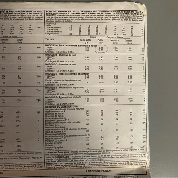 Vintage McCalls Childrebs PJs 6246 Sewing Pattern - Picture 5 of 14